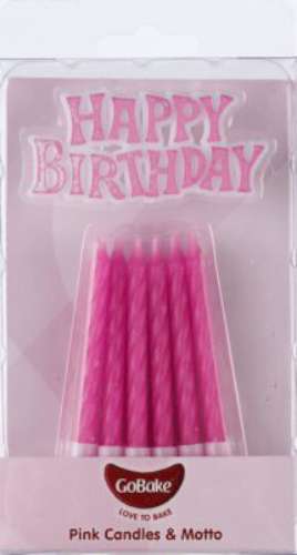 Pink Twist Candles with Motto - Click Image to Close
